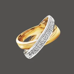 Ring 18kt Goud Bi-color Diamant